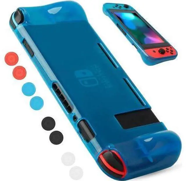 Alt view image 8 of 14 - Protective Case Cover for Nintendo Switch Comfortable Soft TPU Grip Case and Ergonomic Anti-Scratch Shock-Absorption Cover for Nintendo Switch 2017 with 8 Thumb Grips Caps