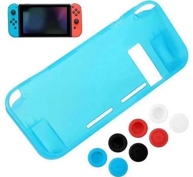 Alt view image 9 of 14 - Protective Case Cover for Nintendo Switch Comfortable Soft TPU Grip Case and Ergonomic Anti-Scratch Shock-Absorption Cover for Nintendo Switch 2017 with 8 Thumb Grips Caps