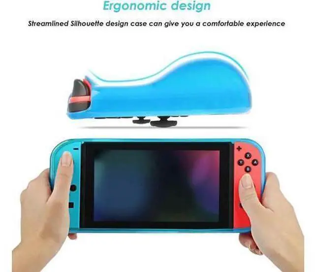 Alt view image 12 of 14 - Protective Case Cover for Nintendo Switch Comfortable Soft TPU Grip Case and Ergonomic Anti-Scratch Shock-Absorption Cover for Nintendo Switch 2017 with 8 Thumb Grips Caps