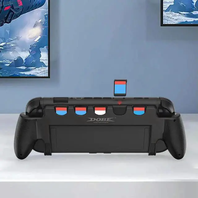 Alt view image 7 of 8 - For Nintendo for Switch 2 Grip with Stand Comfortable & Ergonomic Grip Holder 5 Game Slots Grip Holder Handle Controller Holder