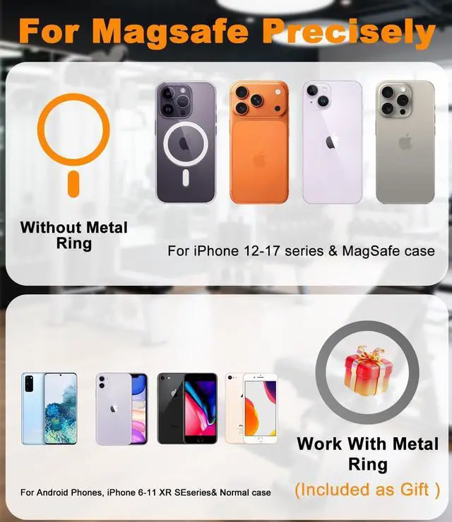 Alt view image 4 of 7 - Magnetic Gym Phone Mount for MagSafe Dual Magnet Stand for iPhone 12-17 / Android, Alloy Base & Ball Joint, Attach to Metal Surfaces for Gym/Golf Cart/Car, Portable Gym Accessories for Men & Women