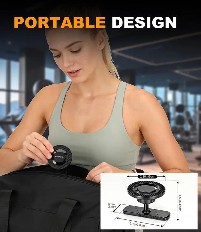 Alt view image 6 of 7 - Magnetic Gym Phone Mount for MagSafe Dual Magnet Stand for iPhone 12-17 / Android, Alloy Base & Ball Joint, Attach to Metal Surfaces for Gym/Golf Cart/Car, Portable Gym Accessories for Men & Women