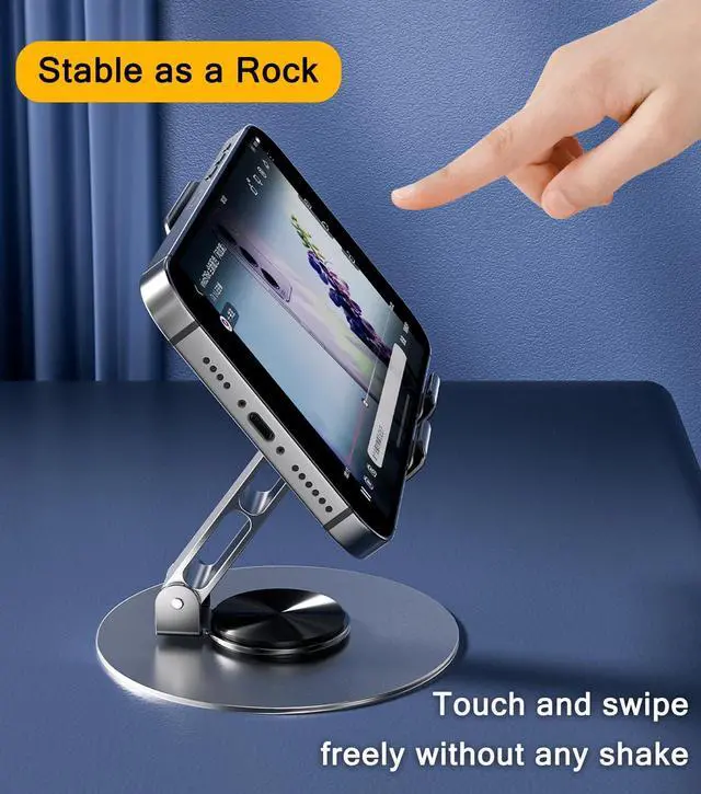 Alt view image 12 of 13 - Desktop Phone Holder, Metal Cell Phone Stand for Desk, Fully Adjustable/Foldable/360 Degree Rotating Phone Cradle Dock for iPhone iPad and More Cellphone/Tablet/Switch-Silver Grey