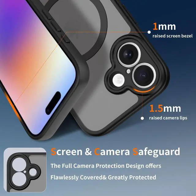 Alt view image 2 of 6 - Case for iPhone 17,Full Covered Camera Protection Magnetic Shockproof Slim Case Drop Proof Durable Protective Cover - Black