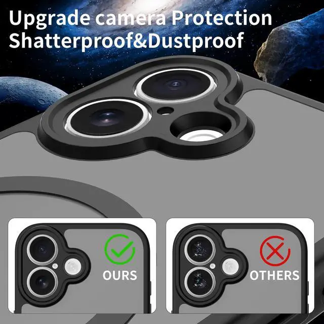 Alt view image 6 of 6 - Case for iPhone 17,Full Covered Camera Protection Magnetic Shockproof Slim Case Drop Proof Durable Protective Cover - Black
