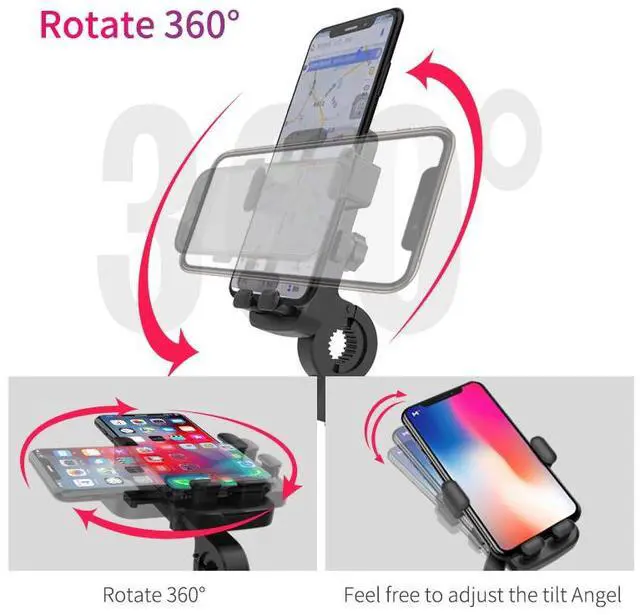 Alt view image 13 of 14 - Hannord Bike Phone Mount for Any Smart Phone Universal Phone Mount for Motorcycle Anti Shake Stable Rotation Bike Phone Holder