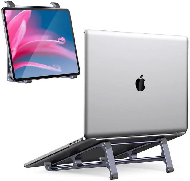 Alt view image 8 of 14 - Laptop Stand for Desk ORICO 3 in 1 MacBook Vertical Holder, Aluminum Stable Computer Riser for 11-15" Laptop, Tablets, Chromebook Stand