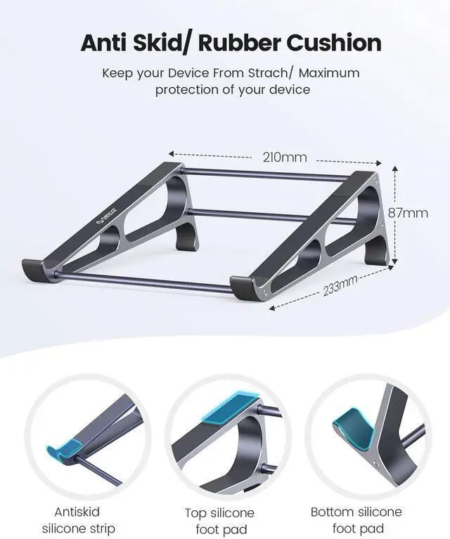 Alt view image 14 of 14 - Laptop Stand for Desk ORICO 3 in 1 MacBook Vertical Holder, Aluminum Stable Computer Riser for 11-15" Laptop, Tablets, Chromebook Stand