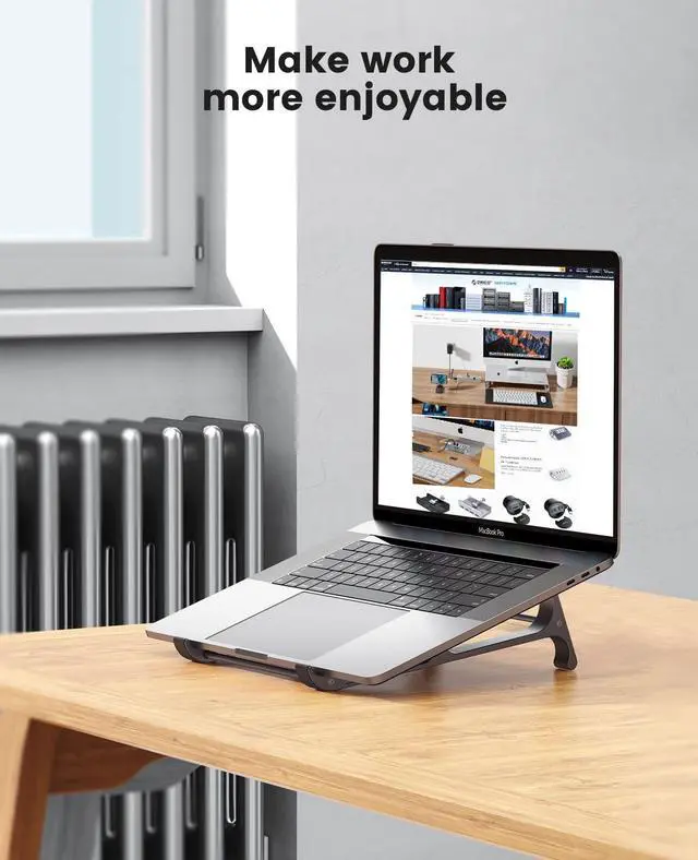Alt view image 13 of 14 - Laptop Stand for Desk ORICO 3 in 1 MacBook Vertical Holder, Aluminum Stable Computer Riser for 11-15" Laptop, Tablets, Chromebook Stand