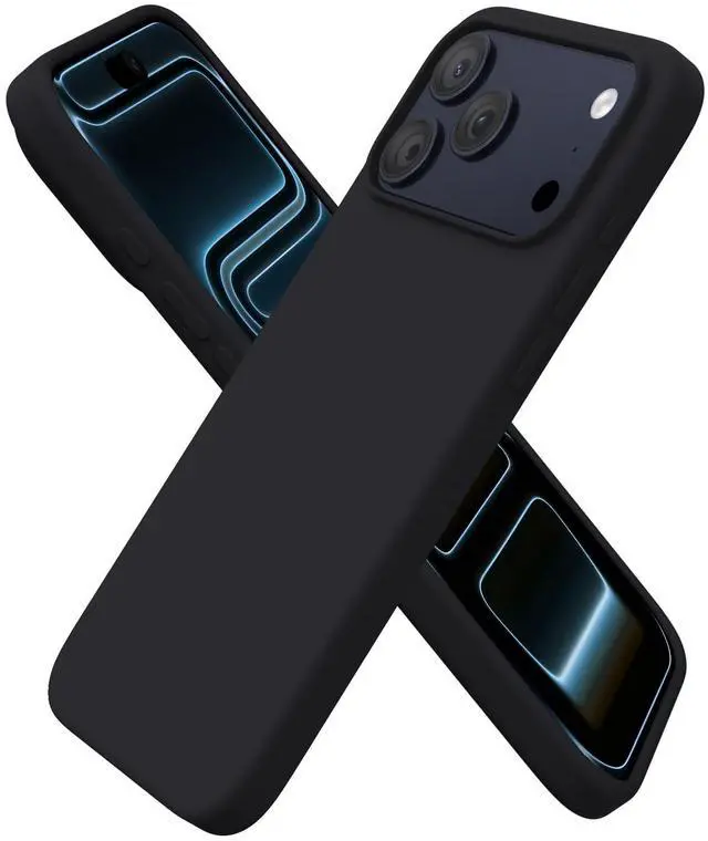 Main image of iPhone 17 Pro Max Case, Liquid Silicone, Black | 4-Layer Liquid Silicone Rubber, Soft Touch Feel, Slim Shockproof Case, Raised Edges, Anti-Scratch, Microfiber Lining