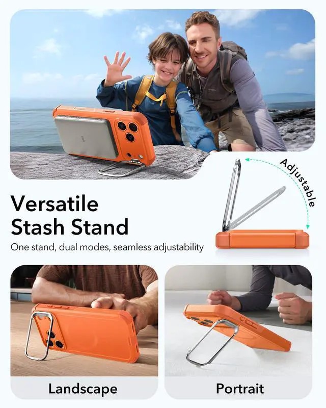 Alt view image 6 of 7 - iPhone 17 Pro Max Case Flex Stand, for MagSafe, Rugged, Orange | Camera Control, 7X Military-Grade Drop Protection, Magnetic Phone Case, Shock-Absorbing Rugged Cover, Dustproof Port Cover