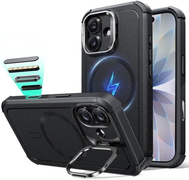 Main image of iPhone 17 Case Flex Stand, for MagSafe, Rugged, Black | Camera Control, 7X Military-Grade Drop Protection, Magnetic Phone Case, Shock-Absorbing Rugged Cover, Dustproof Port Cover