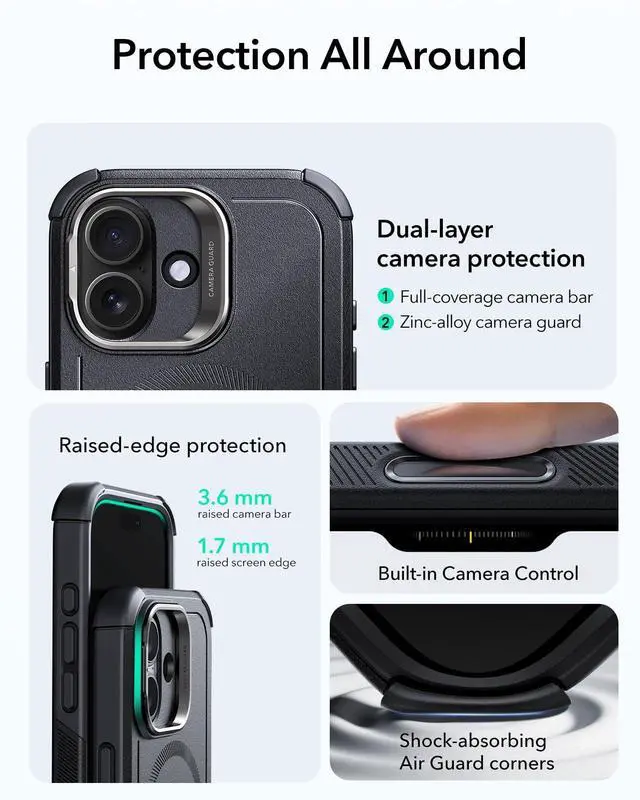 Alt view image 4 of 7 - iPhone 17 Case Flex Stand, for MagSafe, Rugged, Black | Camera Control, 7X Military-Grade Drop Protection, Magnetic Phone Case, Shock-Absorbing Rugged Cover, Dustproof Port Cover