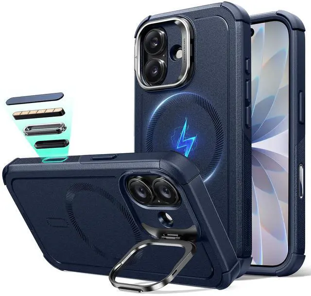 Main image of iPhone 17 Case Flex Stand, for MagSafe, Rugged, Blue | Camera Control, 7X Military-Grade Drop Protection, Magnetic Phone Case, Shock-Absorbing Rugged Cover, Dustproof Port Cover