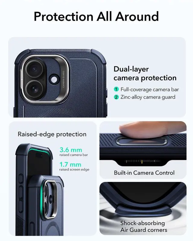 Alt view image 4 of 7 - iPhone 17 Case Flex Stand, for MagSafe, Rugged, Blue | Camera Control, 7X Military-Grade Drop Protection, Magnetic Phone Case, Shock-Absorbing Rugged Cover, Dustproof Port Cover