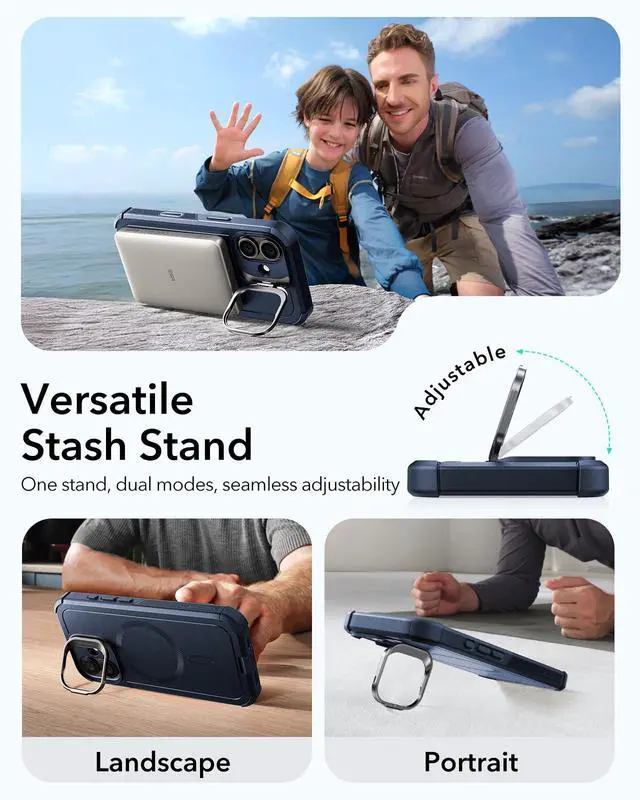 Alt view image 6 of 7 - iPhone 17 Case Flex Stand, for MagSafe, Rugged, Blue | Camera Control, 7X Military-Grade Drop Protection, Magnetic Phone Case, Shock-Absorbing Rugged Cover, Dustproof Port Cover