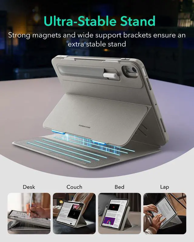 Alt view image 4 of 7 - iPad Air 11 Inch Case, iPad Air 5th/4th Gen Case, Titanium | Removable Magnetic Cover with Pencil Charging & Storage, Adjustable Portrait/Landscape Stand, 9 Standing Angles, Shift Series