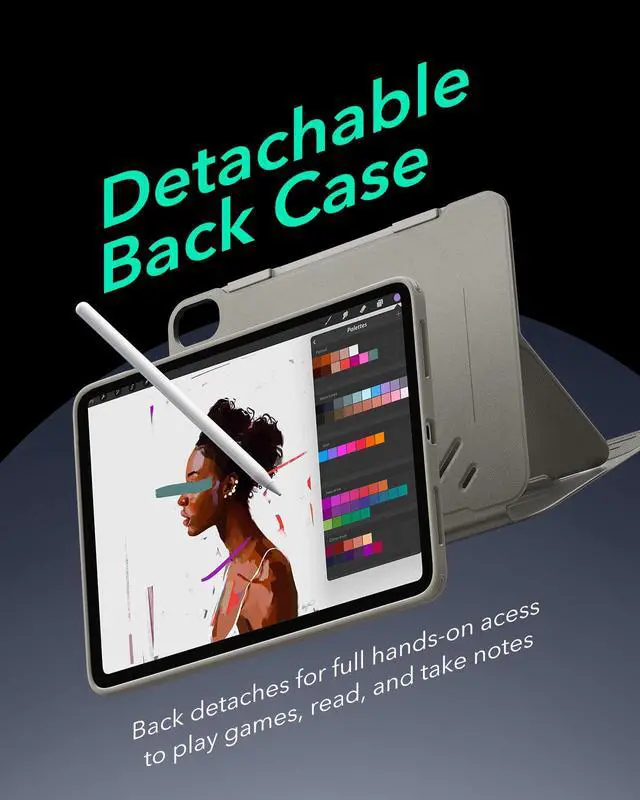 Alt view image 6 of 7 - iPad Air 11 Inch Case, iPad Air 5th/4th Gen Case, Titanium | Removable Magnetic Cover with Pencil Charging & Storage, Adjustable Portrait/Landscape Stand, 9 Standing Angles, Shift Series