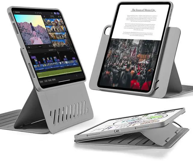 Main image of iPad Air 11 Inch Case, iPad Air 5th/4th Gen Case 10.9 Inch, Grey | Removable Magnetic Cover with Pencil Charging & Storage, Adjustable Portrait/Landscape Stand, 9 Standing Angles, Shift Series