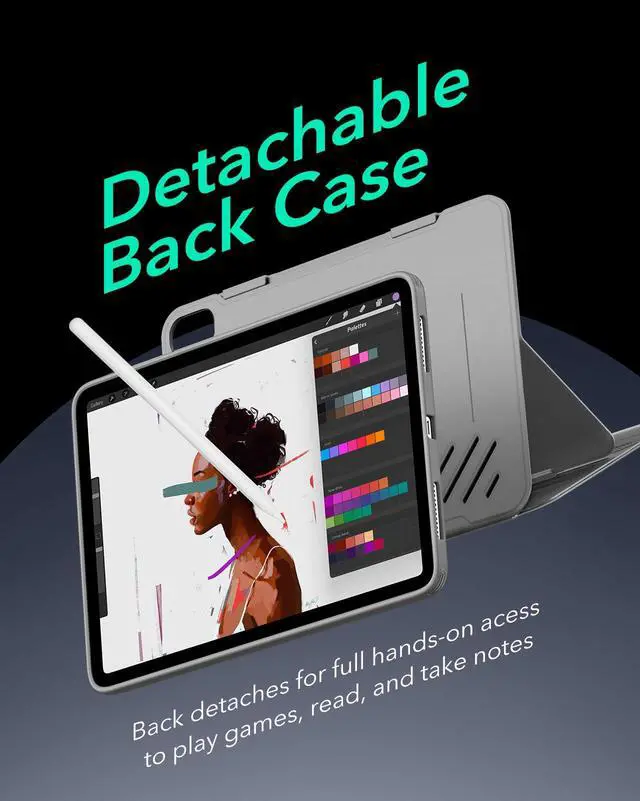 Alt view image 7 of 7 - iPad Air 11 Inch Case, iPad Air 5th/4th Gen Case 10.9 Inch, Grey | Removable Magnetic Cover with Pencil Charging & Storage, Adjustable Portrait/Landscape Stand, 9 Standing Angles, Shift Series