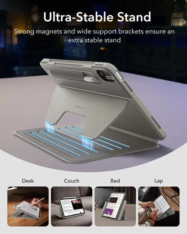 Alt view image 4 of 7 - iPad A16 Case, iPad 11th/10th Generation Case (2025/2022), Titanium | Removable Magnetic Cover with Pencil Charging & Storage, Adjustable Portrait/Landscape Stand, 9 Standing Angles, Shift Series