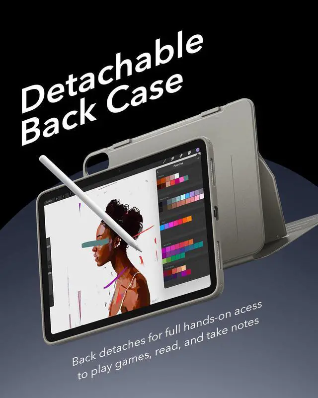 Alt view image 6 of 7 - iPad A16 Case, iPad 11th/10th Generation Case (2025/2022), Titanium | Removable Magnetic Cover with Pencil Charging & Storage, Adjustable Portrait/Landscape Stand, 9 Standing Angles, Shift Series