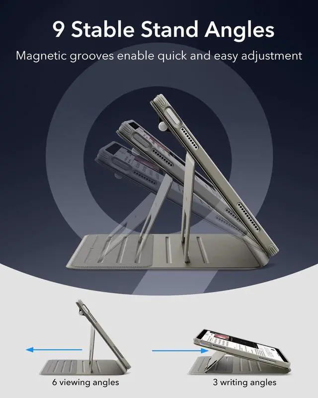 Alt view image 7 of 7 - iPad A16 Case, iPad 11th/10th Generation Case (2025/2022), Titanium | Removable Magnetic Cover with Pencil Charging & Storage, Adjustable Portrait/Landscape Stand, 9 Standing Angles, Shift Series