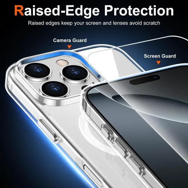 Alt view image 4 of 7 - 2 pcs for iPhone 16 Pro Case Clear, Compatible with Magsafe, Anti-Yellowing, Military-Grade Protection, Shockproof Slim Magnetic Phone Case Cover, Transparent