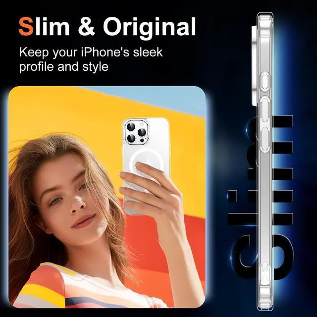 Alt view image 7 of 7 - 2 pcs for iPhone 16 Pro Case Clear, Compatible with Magsafe, Anti-Yellowing, Military-Grade Protection, Shockproof Slim Magnetic Phone Case Cover, Transparent