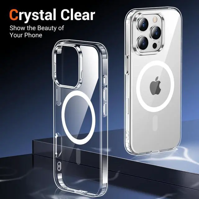 Alt view image 6 of 7 - 2 pcs for iPhone 16 Pro Case Clear, Compatible with Magsafe, Anti-Yellowing, Military-Grade Protection, Shockproof Slim Magnetic Phone Case Cover, Transparent