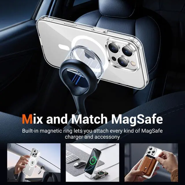 Alt view image 3 of 7 - 2 pcs for iPhone 16 Pro Case Clear, Compatible with Magsafe, Anti-Yellowing, Military-Grade Protection, Shockproof Slim Magnetic Phone Case Cover, Transparent