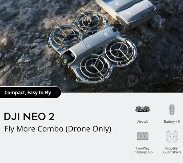 Alt view image 6 of 10 - DJI Neo 2 Fly More Combo with 2 extra Batteries and Charging Stand