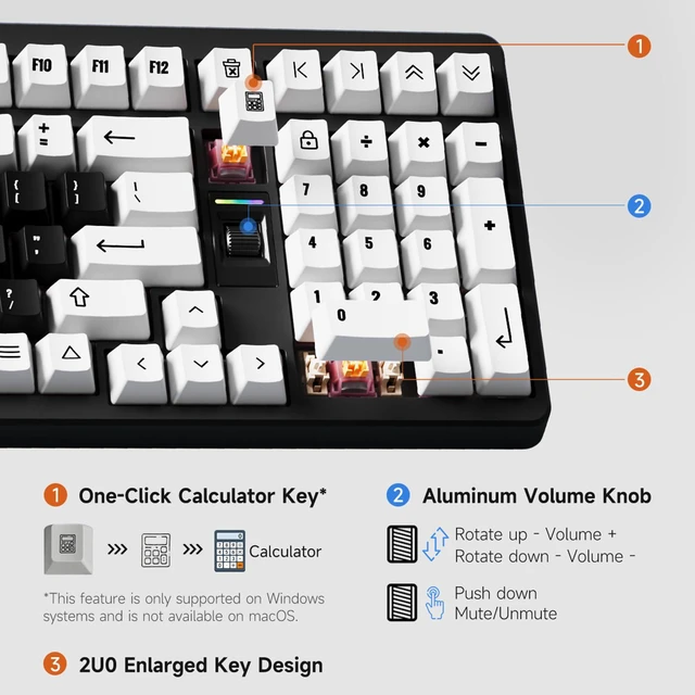 Alt view image 5 of 7 - UT98 Wireless Mechanical Keyboard Compact Gaming Keyboard with Knob Tri-Mode Connection Hot Swappable Custom Creamy Keyboard Gasket Structure Pre-lubed Linear Switches RGB Retro