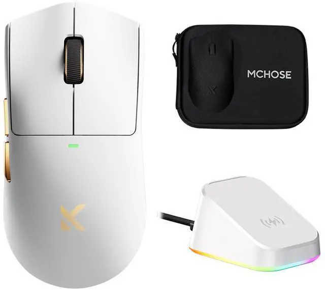Main image of MCHOSE K7 Ultra Gaming Mouse, 59g Lightweight, 500mAh Battery, PAW3950 42K Sensor, 2.4G/BT/Wired, 8K Polling Rate (White)