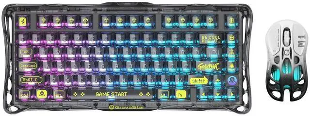Alt view image 8 of 14 - GravaStar Mercury K1 Lite 75% Mechanical Keyboard Transparent Black and Mercury M1 Pro Wireless Gaming Mouse Gradient Black
