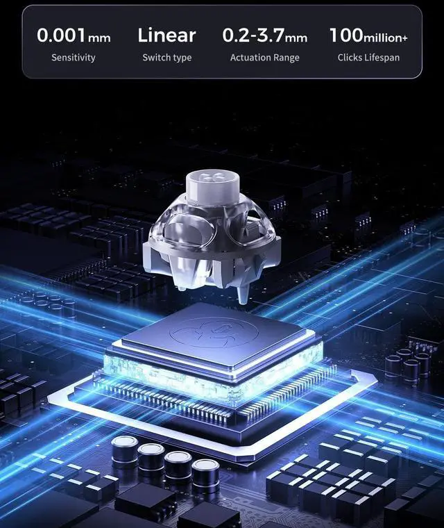 Alt view image 15 of 18 - GravaStar Mercury V60 Pro 60% HE Magnetic Gaming Keyboard, True 8kHz Polling Rate, 0.125ms Latency, Dynamic Rapid Trigger, 0.005mm Adjustable Actuation, Full Aluminum Frame, Hot-Swap, Dual-Zone RGB