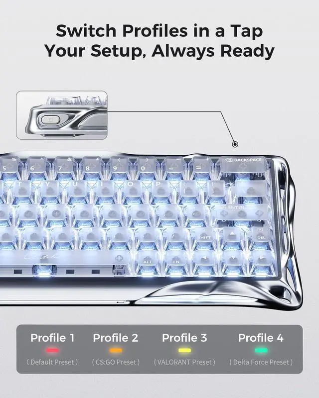 Alt view image 17 of 18 - GravaStar Mercury V60 Pro 60% HE Magnetic Gaming Keyboard, True 8kHz Polling Rate, 0.125ms Latency, Dynamic Rapid Trigger, 0.005mm Adjustable Actuation, Full Aluminum Frame, Hot-Swap, Dual-Zone RGB