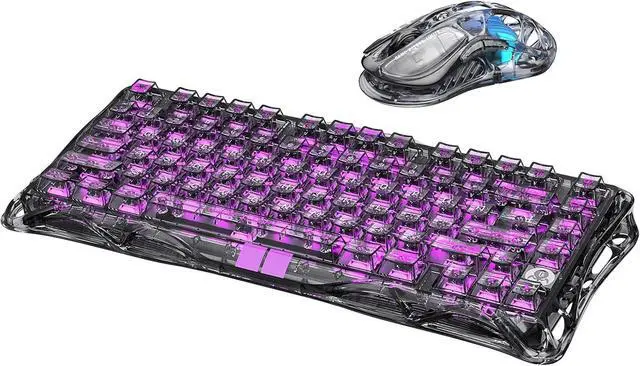 Alt view image 8 of 14 - GravaStar Mercury V75 Lite - Transparent Black Gaming Keyboard with Transparent M2 Gaming Mouse