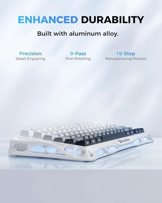 Alt view image 11 of 14 - GravaStar Mercury K1 75% Wireless Mechanical Gaming Keyboard, Aluminum Alloy Exoskeleton Design, Gasket Custom Keyboard Hot-Swap Socket, Linear Switches, RGB Backlit