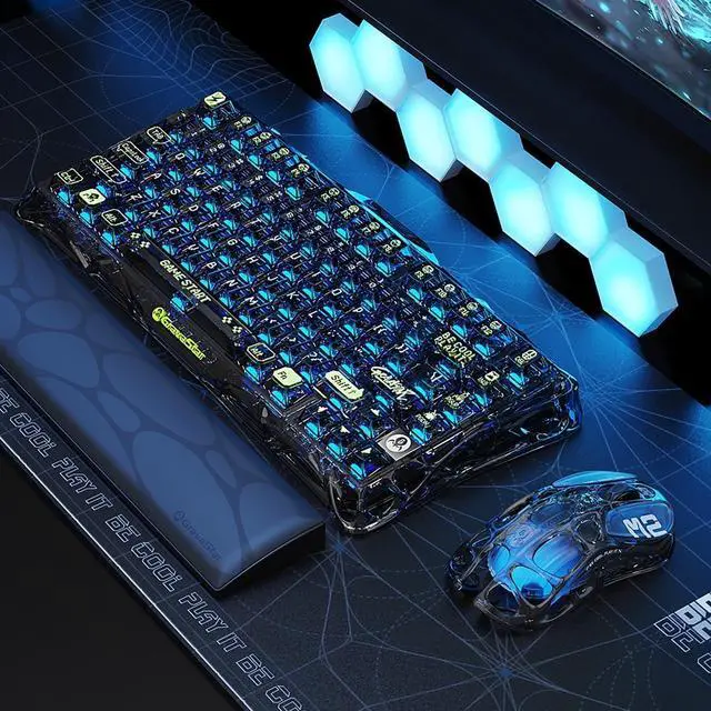 Alt view image 10 of 14 - GravaStar Mercury V75 Lite - Transparent Black Gaming Keyboard with Transparent M2 Gaming Mouse