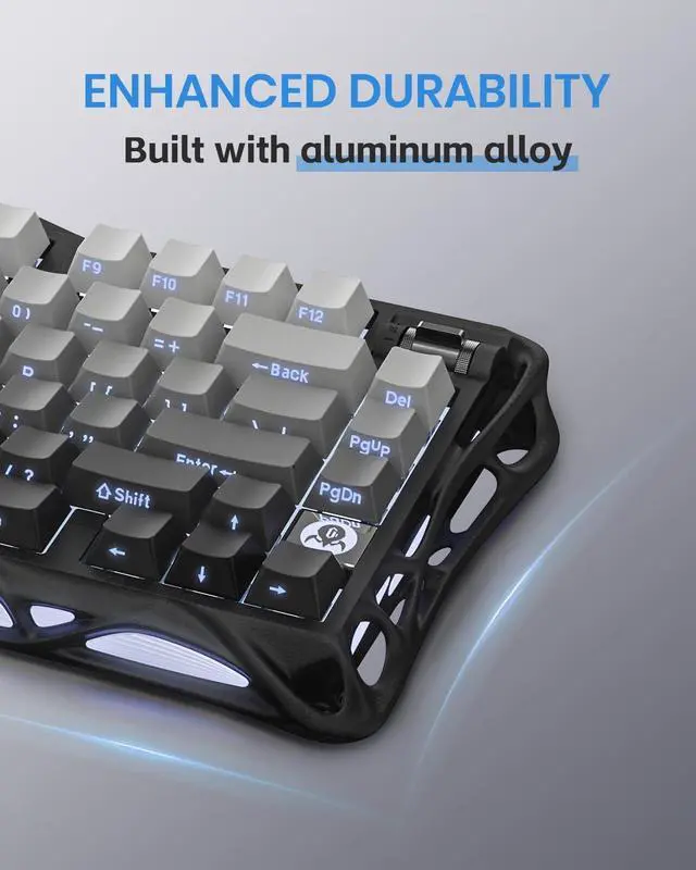 Alt view image 11 of 14 - GravaStar Mercury K1 75 Mechanical Gaming Keyboard and Mercury M1 Pro Gaming Mouse Set, Magnesium Alloy, RGB Light - Black Gradient