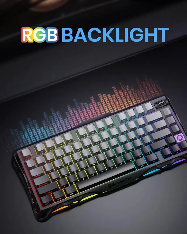 Alt view image 12 of 14 - GravaStar Mercury K1 75 Mechanical Gaming Keyboard and Mercury M1 Pro Gaming Mouse Set, Magnesium Alloy, RGB Light - Black Gradient
