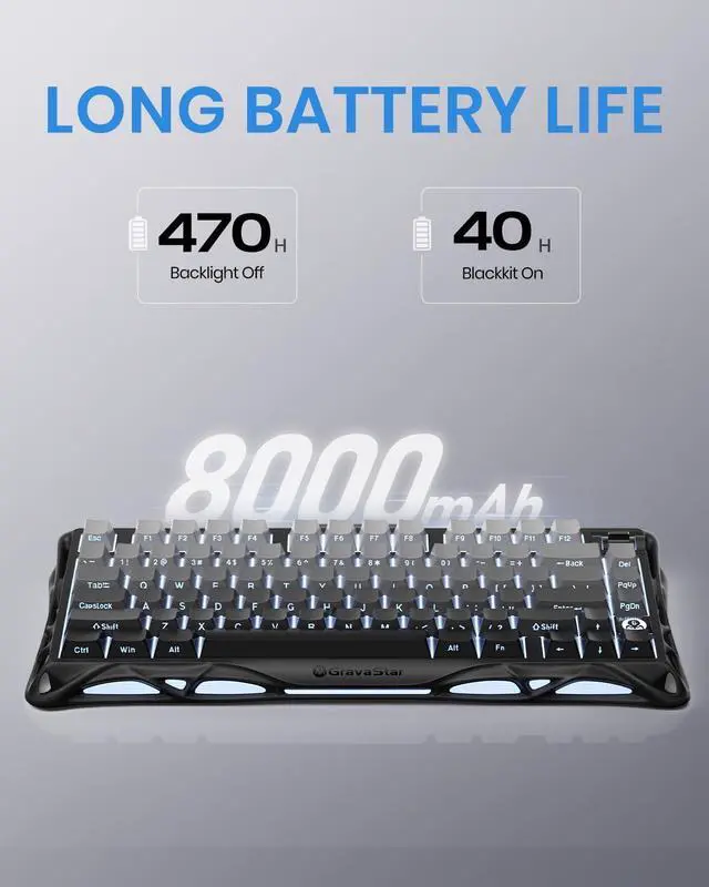 Alt view image 13 of 14 - GravaStar Mercury K1 75 Mechanical Gaming Keyboard and Mercury M1 Pro Gaming Mouse Set, Magnesium Alloy, RGB Light - Black Gradient