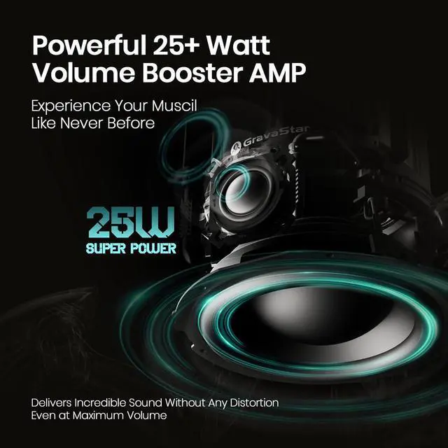 Alt view image 11 of 14 - Gravastar Supernova Portable Bluetooth Speaker with GravaStar 65W USB C Charger Gray