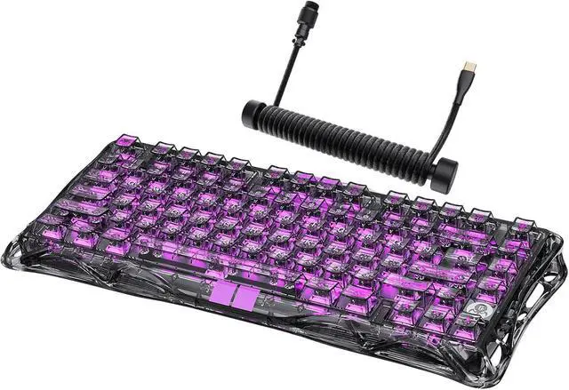 Alt view image 8 of 14 - GravaStar Mercury V75 Lite - Transparent Black Hall Effect Gaming Keyboard, with Coiled Aviator USB Cable Combo