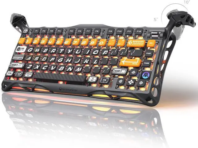 Alt view image 8 of 14 - GravaStar Mercury K1 Pro Wireless Mechanical Gaming Keyboard, 75% Layout RGB Custom Keyboard, Aluminum Alloy Matte Black Frame with Phoenix-Inspired Keycaps, Hot-Swappable Linear Switches CyberFlare