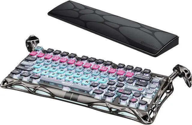 Alt view image 8 of 14 - GravaStar Mercury V75 Pro - Cyberpunk HE Gaming Keyboard with Wrist Rest Pad Combo