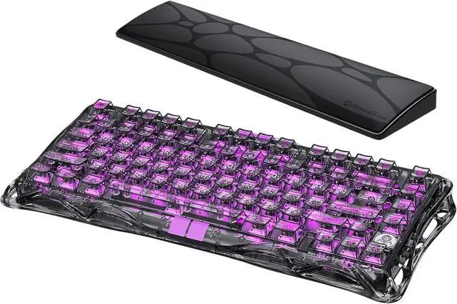 Alt view image 8 of 14 - GravaStar Mercury V75 Lite - Transparent Black Hall Effect Gaming Keyboard with Wrist Rest Pad Combo