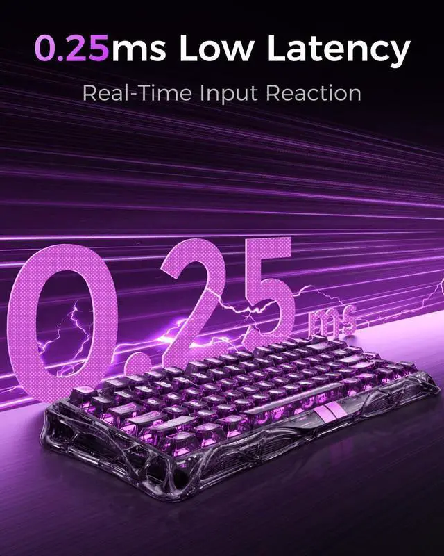 Alt view image 10 of 14 - GravaStar Mercury V75 Lite - Transparent Black Hall Effect Gaming Keyboard with Wrist Rest Pad Combo