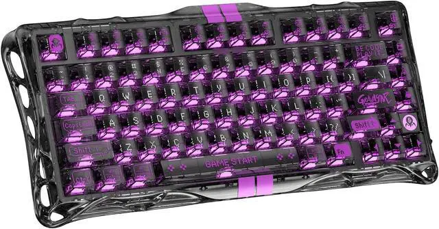 Alt view image 9 of 14 - GravaStar Mercury V75 Lite - Transparent Black Hall Effect Gaming Keyboard, with Coiled Aviator USB Cable Combo